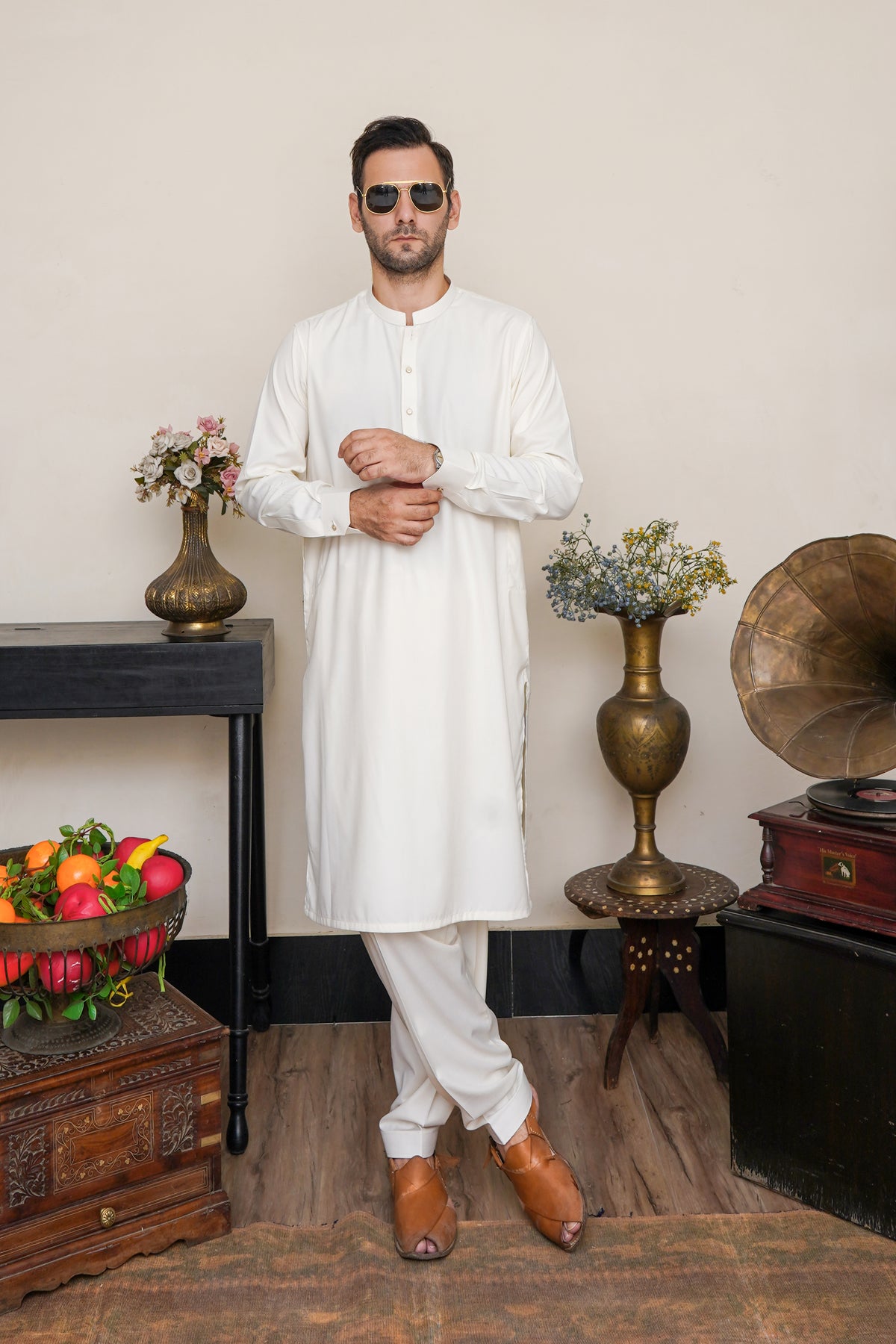 BOSKI OFF-WHITE MEN'S SHALWAR KAMEEZ