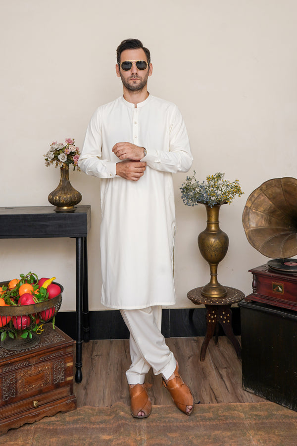 BOSKI OFF-WHITE MEN'S SHALWAR KAMEEZ