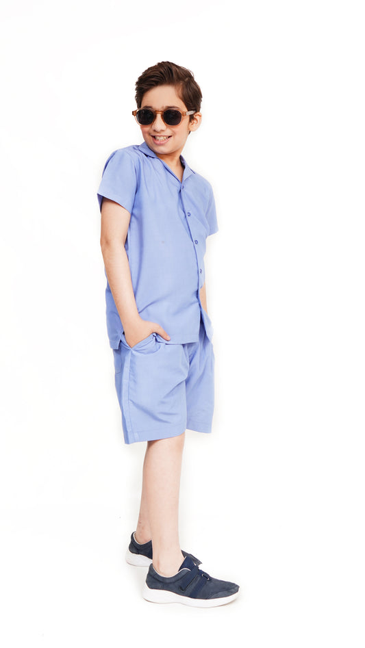 SKY BLUE SHIRT AND NEEKER KID'S PAIR