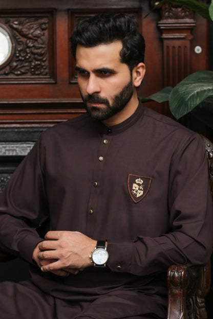 DARK PURPLE WASH & WEAR MEN'S SHALWAR KAMEEZ