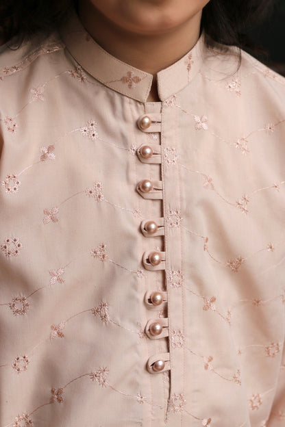 CREAM KID'S EMBROIDED KURTA