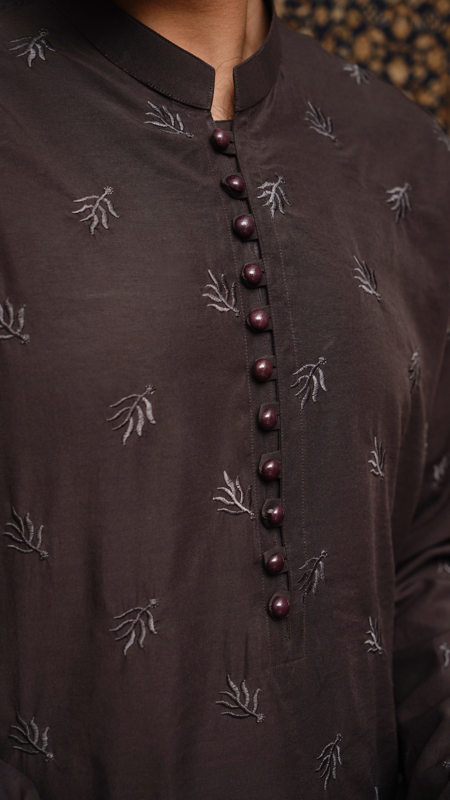 CHOCOLATE BROWN EMBROIDED MEN'S KURTA