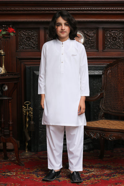 WHITE BOSKI KID'S KURTA SET