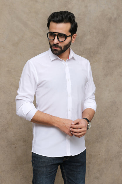 HERREN SCHLICHTES WEISSES FREIZEITHEMD