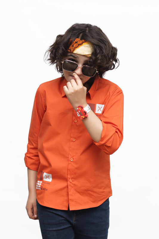 KID'S ORANGE CASUAL SHIRT