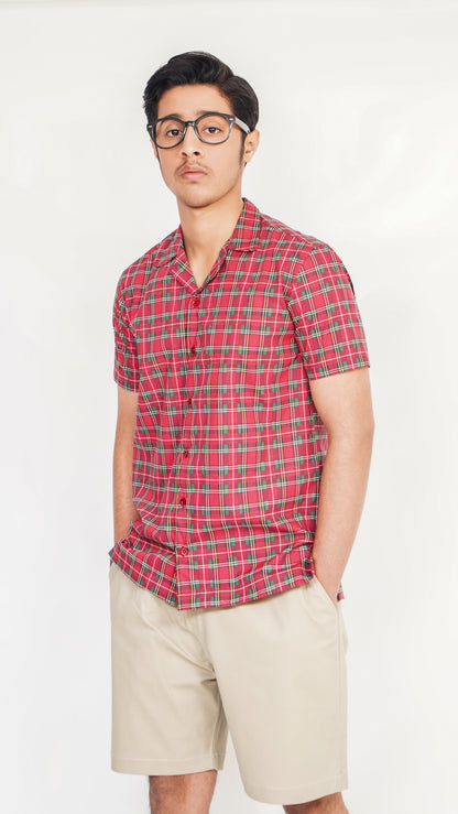 RED PRINT SHIRT AND BLACK TWIL NEEKER MEN'S PAIR