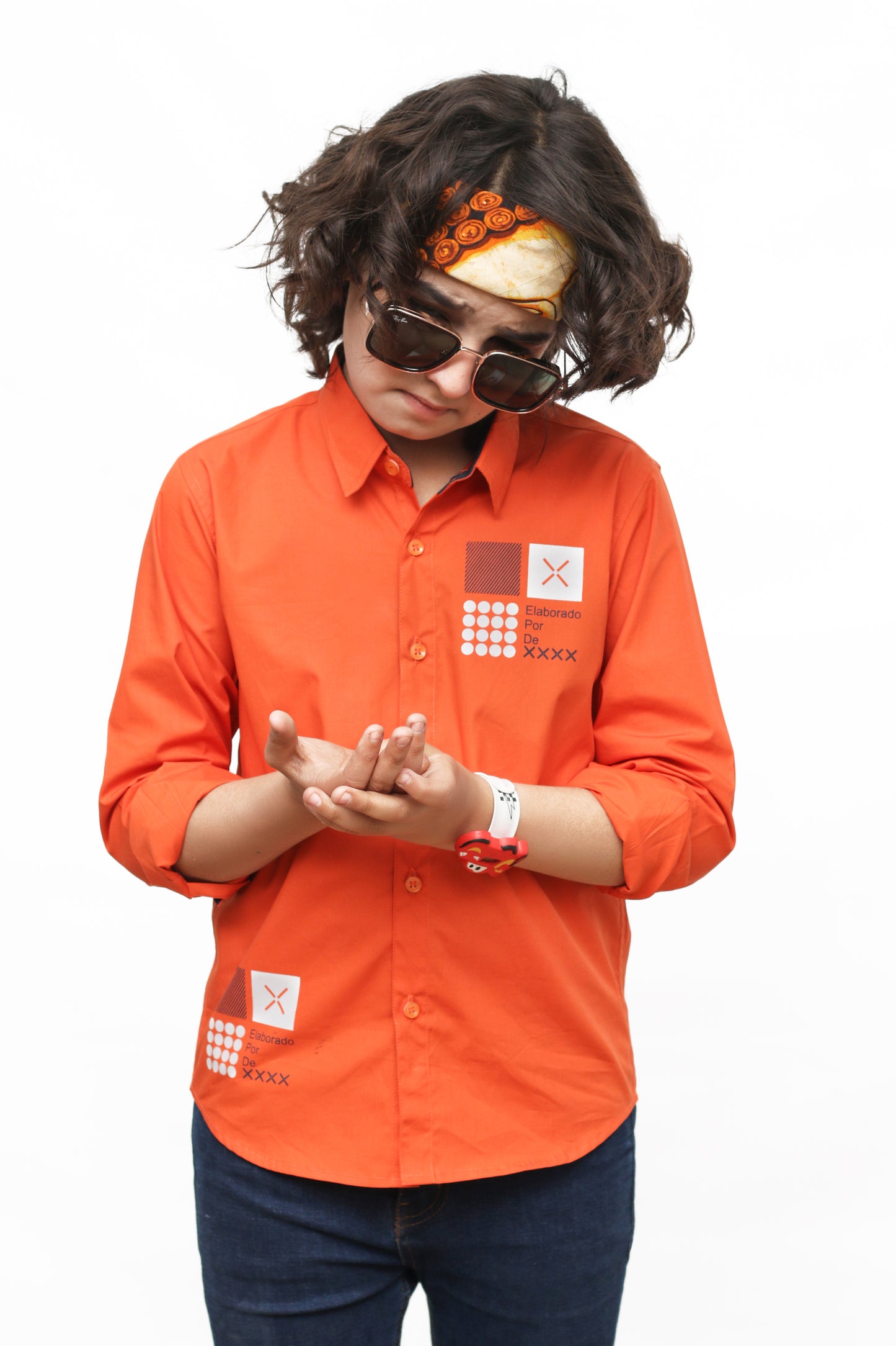 KID'S ORANGE CASUAL SHIRT