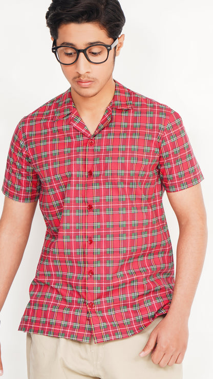 RED PRINT SHIRT AND BLACK TWIL NEEKER MEN'S PAIR