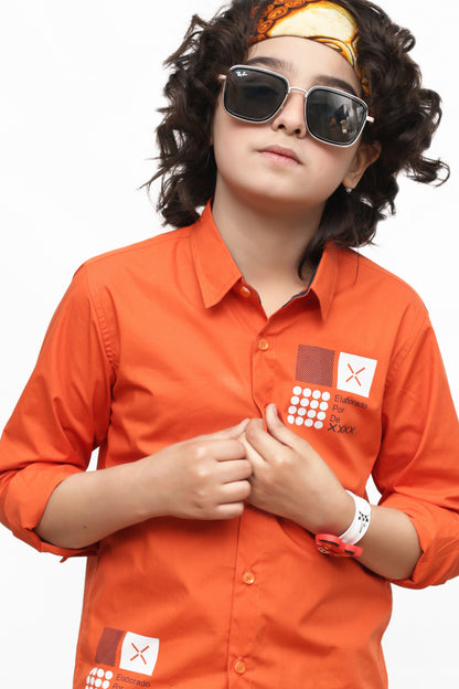 KID'S ORANGE CASUAL SHIRT