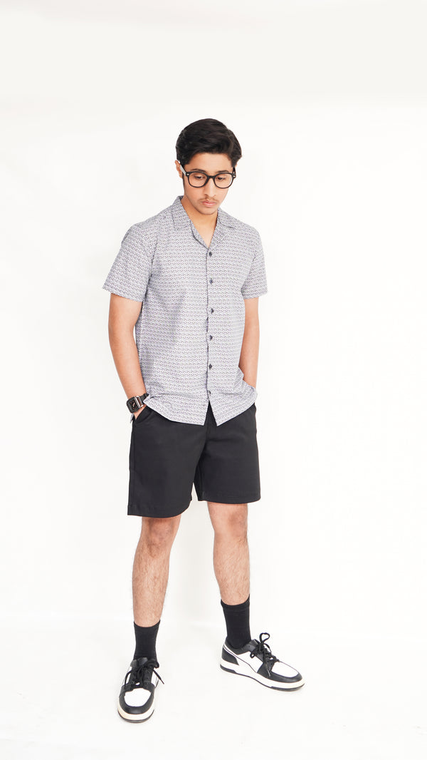 MEN'S GRAY BLUE PRINT SAFARI SHIRT AND BLUE NEEKER