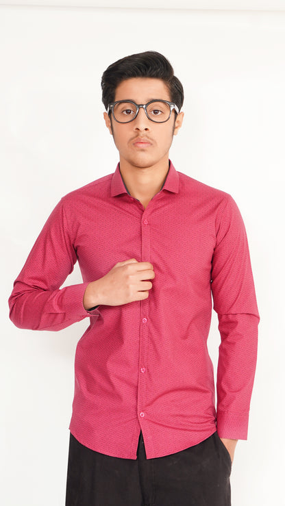 MEN'S RED PRINT FORMAL SHIRT