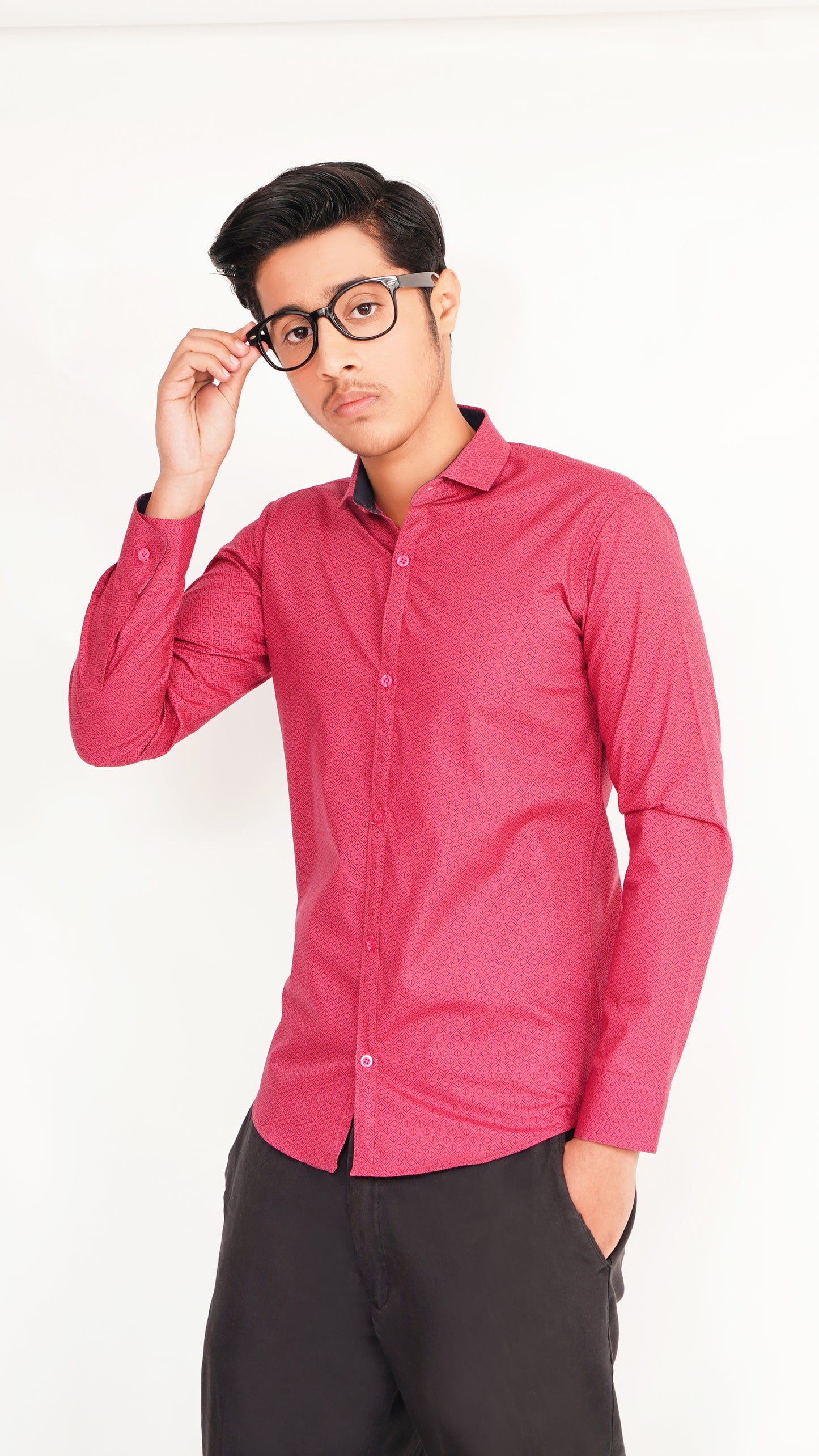 MEN'S RED PRINT FORMAL SHIRT