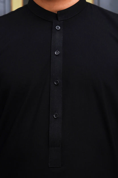 JET BLACK WASH & WEAR MEN'S SHALWAR KAMEEZ