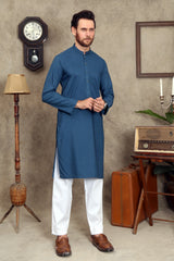 FEROZI BLAU HERREN WASCH & TRAG KURTA