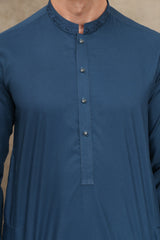 FEROZI BLAU HERREN WASCH & TRAG KURTA