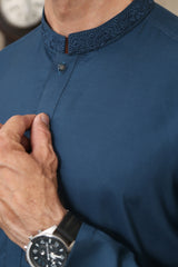 FEROZI BLAU HERREN WASCH & TRAG KURTA