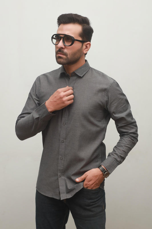 MEN'S PLAIN GREY CASUAL SHIRT