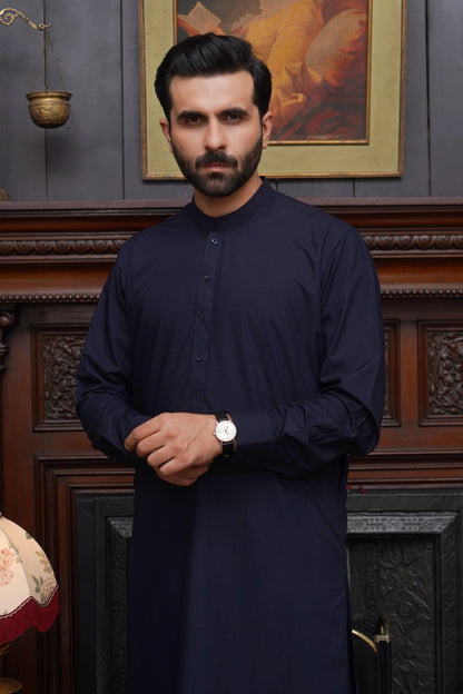 NAVY BLUE WASH & WEAR MEN'S SHALWAR KAMEEZ