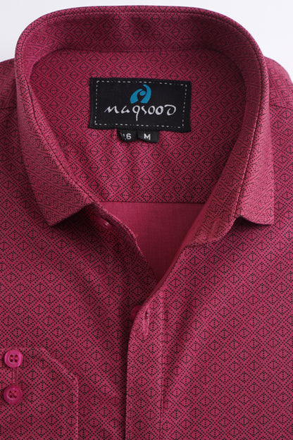 MEN'S RED PRINT FORMAL SHIRT