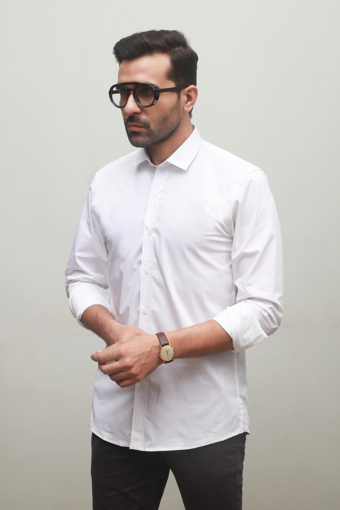 MEN'S PLAIN WHITE CASUAL SHIRT