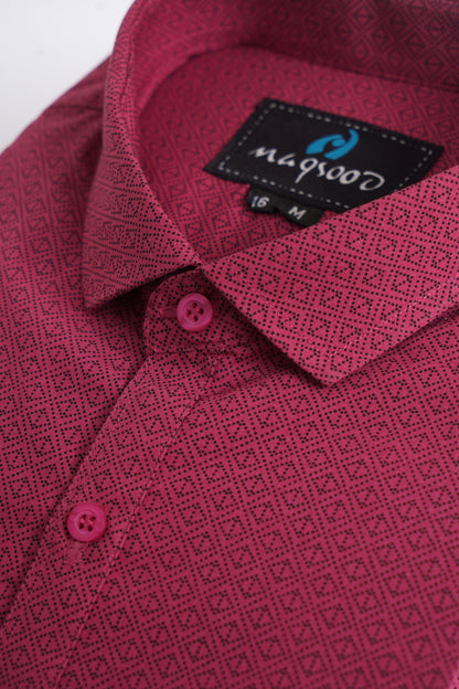 MEN'S RED PRINT FORMAL SHIRT