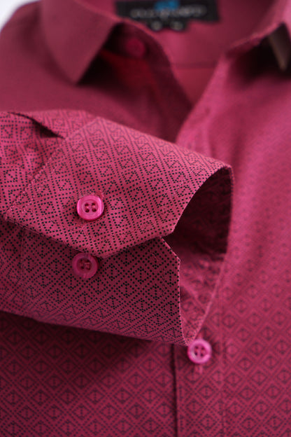 MEN'S RED PRINT FORMAL SHIRT