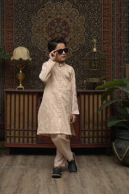 CREAM CHICKEN KID'S COTTON SHALWAR KAMEEZ