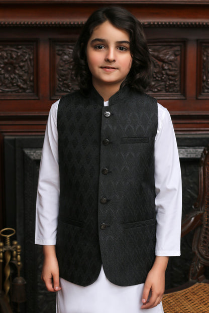 BLACK JAMAWAR KID'S WAIST COAT