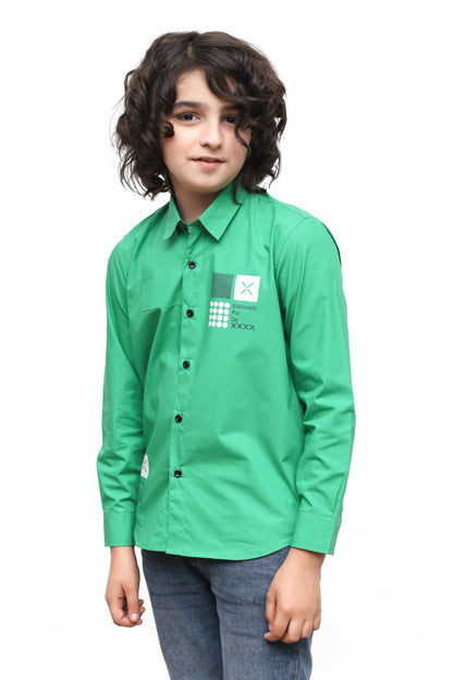 KID'S  LIGHT GREEN CASUAL SHIRT