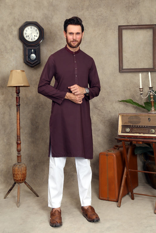 MAROON MEN'S WASH & WEAR KURTA