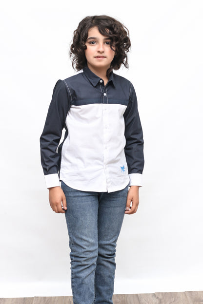 KID'S  WHITE BLUE CASUAL SHIRT