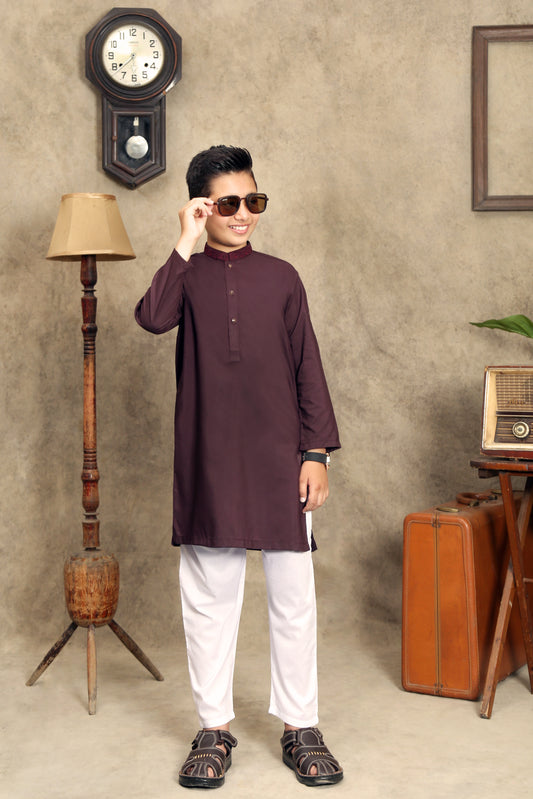 MAROON KID'S WASH & WEAR KURTA