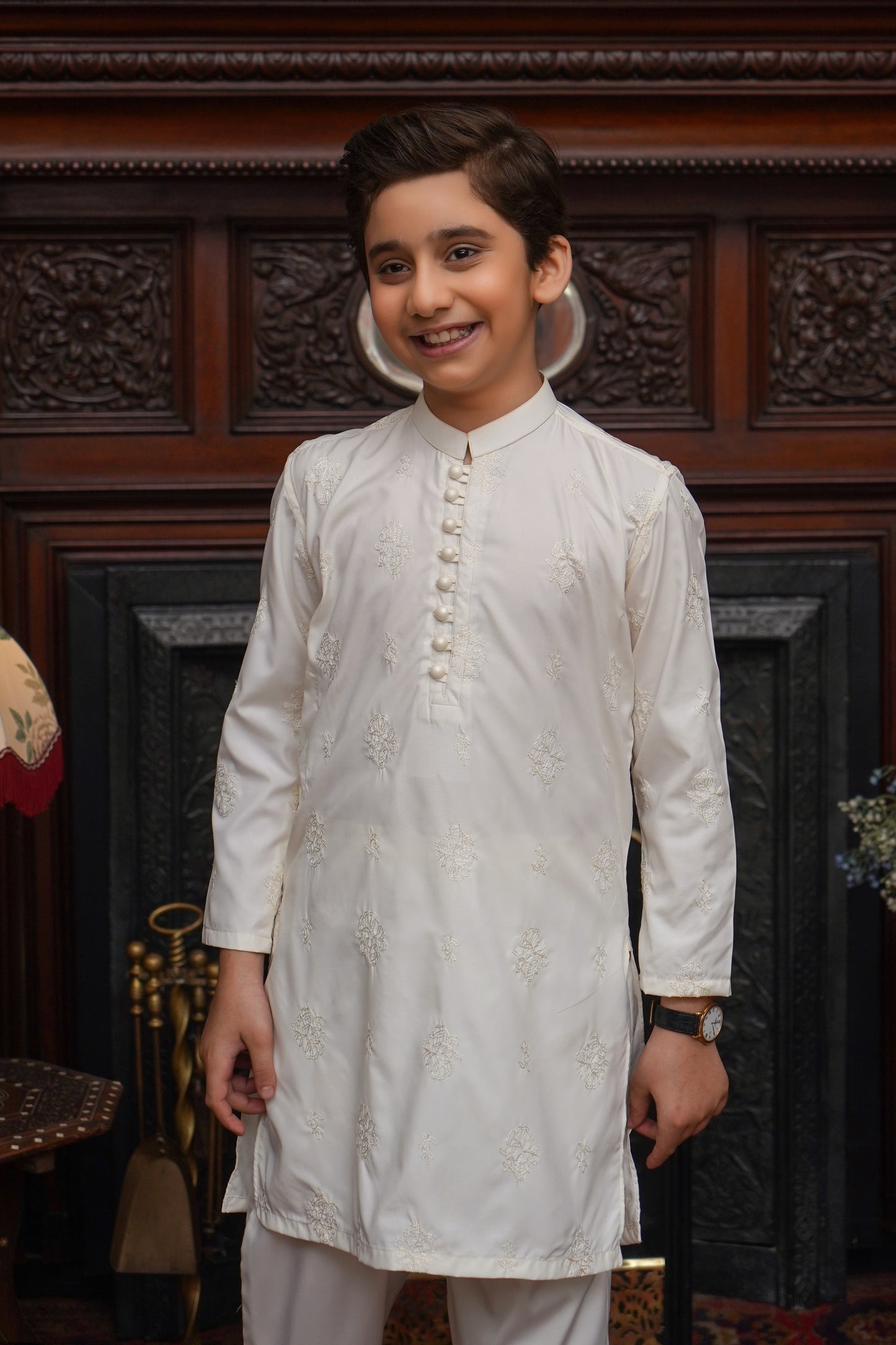 BOSKI OFF-WHITE CHICKEN KID'S SHALWAR KAMEEZ
