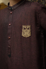 DARK PURPLE PATCHED KID'S KURTA