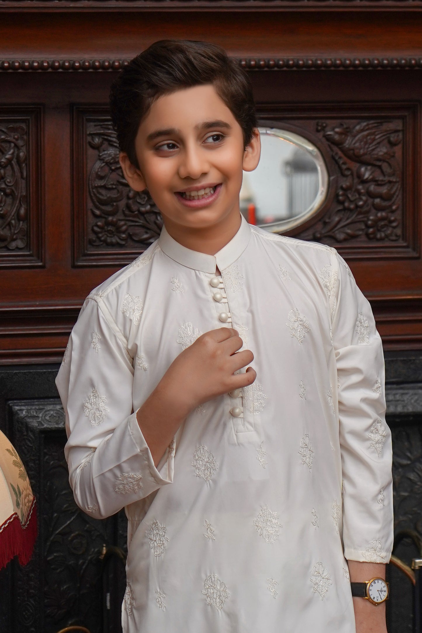 BOSKI OFF-WHITE CHICKEN KID'S SHALWAR KAMEEZ