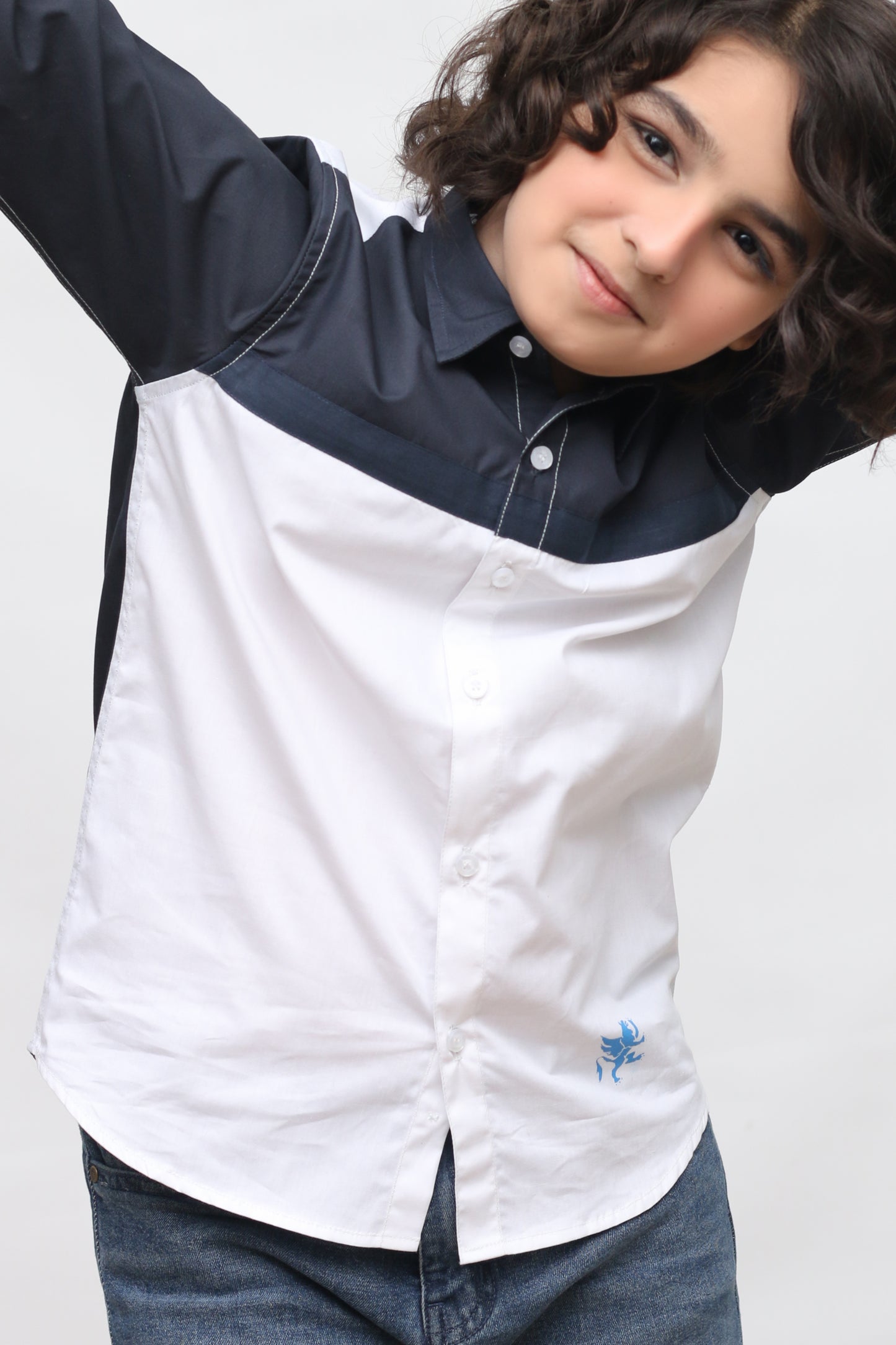 KID'S  WHITE BLUE CASUAL SHIRT