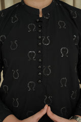 BLACK EMBROIDED CHICKEN KID'S  KURTA
