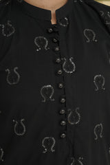 BLACK EMBROIDED CHICKEN KID'S  KURTA