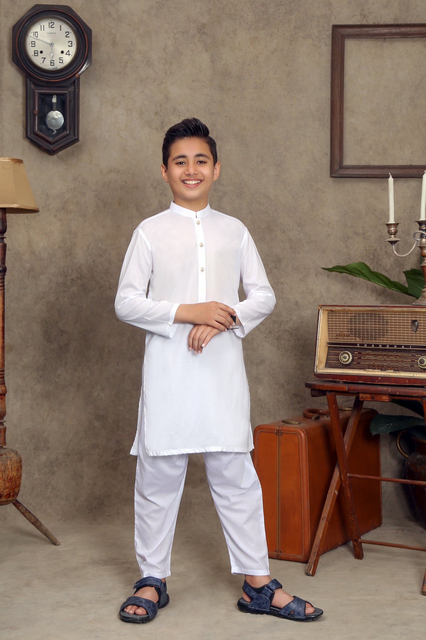 WHITE COTTON KID'S SHALWAR KAMEEZ