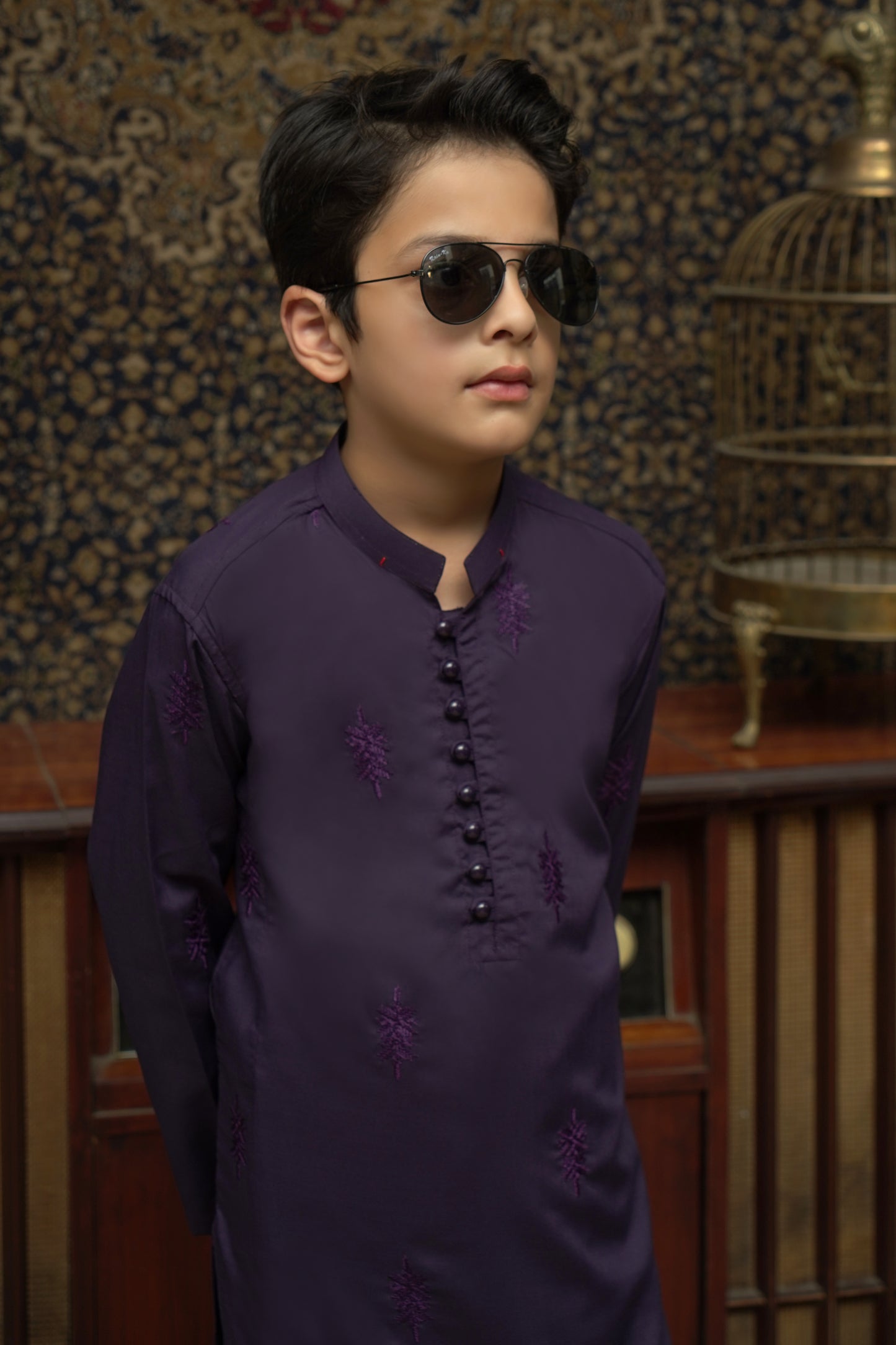 PURPLE CHICKEN KID'S WASH & WEAR SHALWAR KAMEEZ