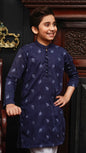 NAVY BLUE EMBROIDED KID'S KURTA