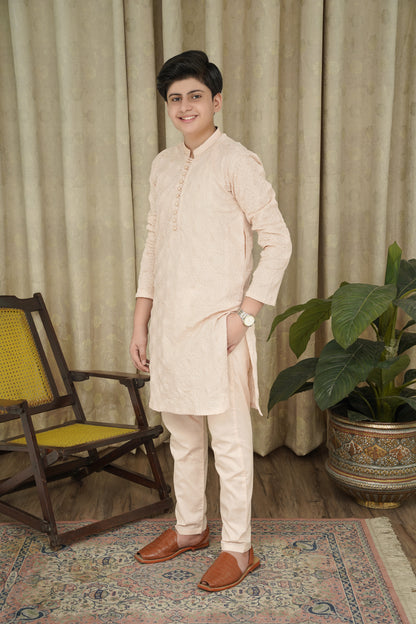 CREAM CHICKEN KID'S COTTON SHALWAR KAMEEZ