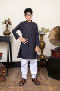 JADE BLACK KID'S WASH & WEAR KURTA