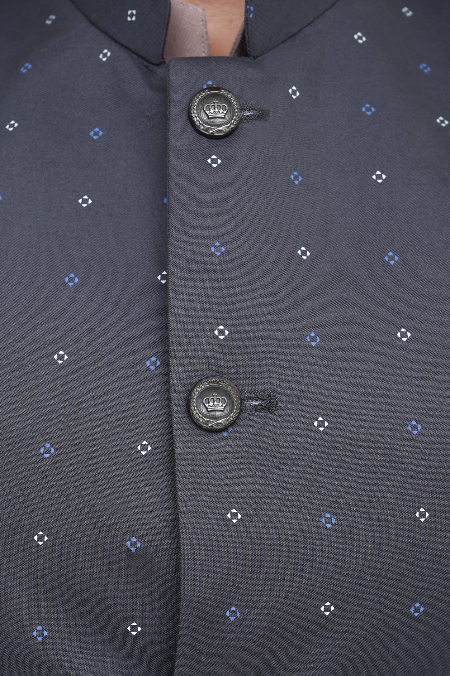 CHARCOAL GRAY PRINTED KID'S WAIST COAT
