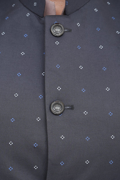 CHARCOAL GRAY PRINTED KID'S WAIST COAT