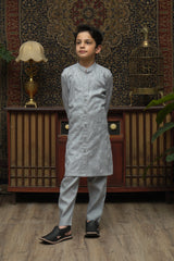 GRAY CHICKEN KID'S COTTON KURTA SET