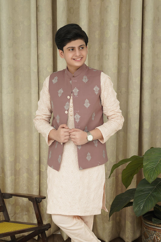RED EMBROIDERY KID'S WAIST COAT