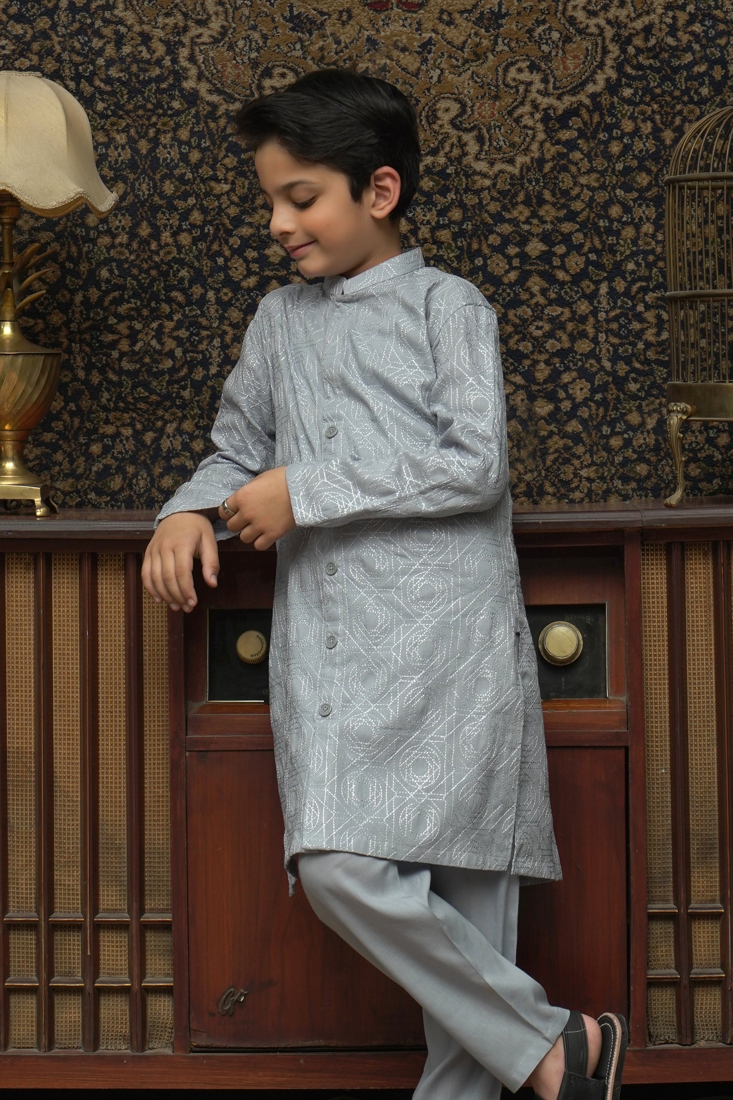 GRAY CHICKEN KID'S COTTON SHALWAR KAMEEZ