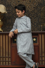 GRAY CHICKEN KID'S COTTON KURTA SET