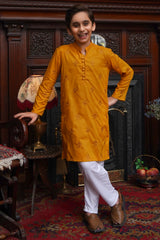 MUSTARD EMBROIDED KID'S KURTA